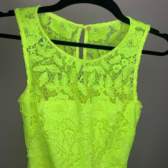 J. Crew Neon Yellow Lace Dress size 6 (measurements in description) H1 - Picture 3 of 11